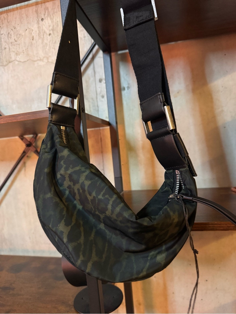 AllSaints Dark Green Camo Crossbody Bag NWT